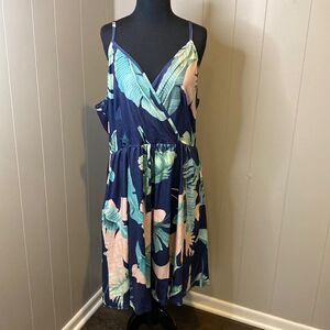 NWT Cherfly 2XL Strap Midi Dress Floral Wrap Chest
